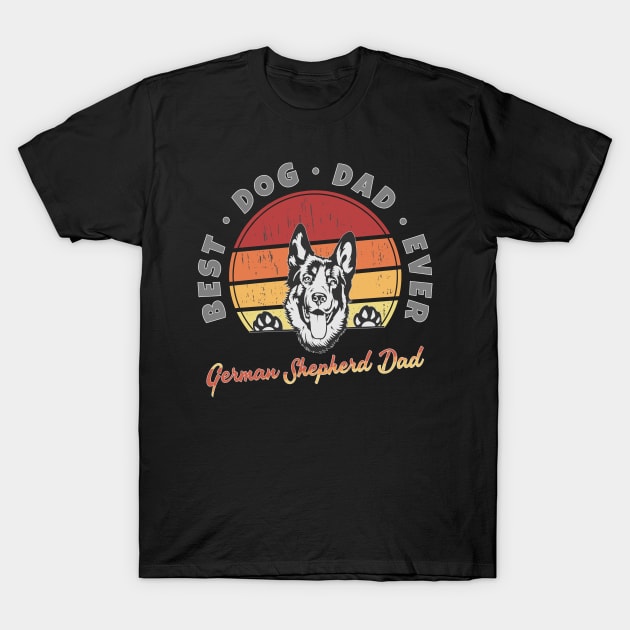 German Shepherd Dad Retro Sunset T-Shirt by RamoryPrintArt